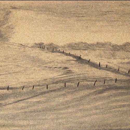 Landschaftszeichnung bei Leutstetten, Kohlezeichnung