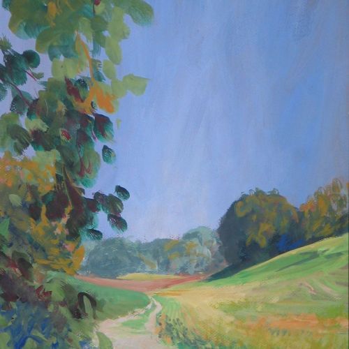 Landschaft bei Leutstetten, Gouache